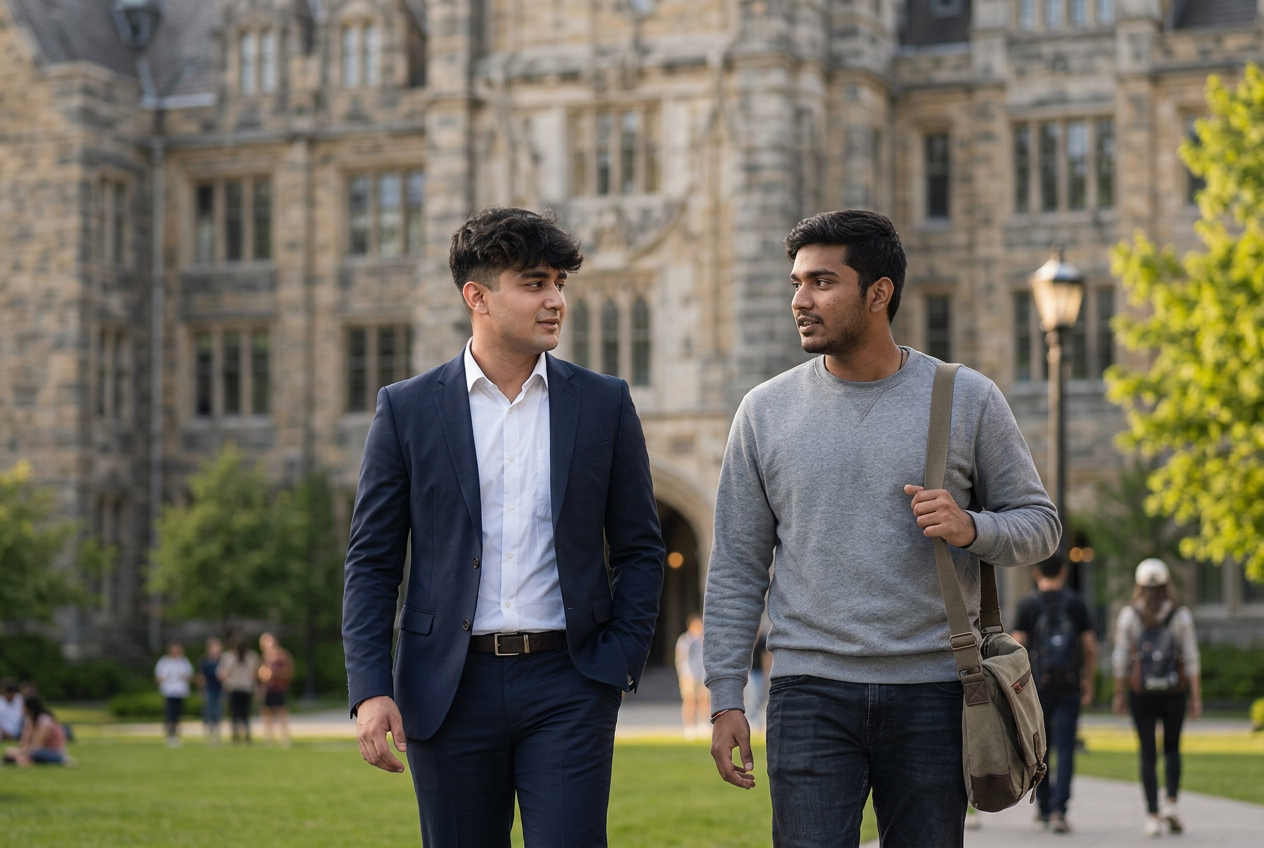 A student confidently navigating everyday life in America